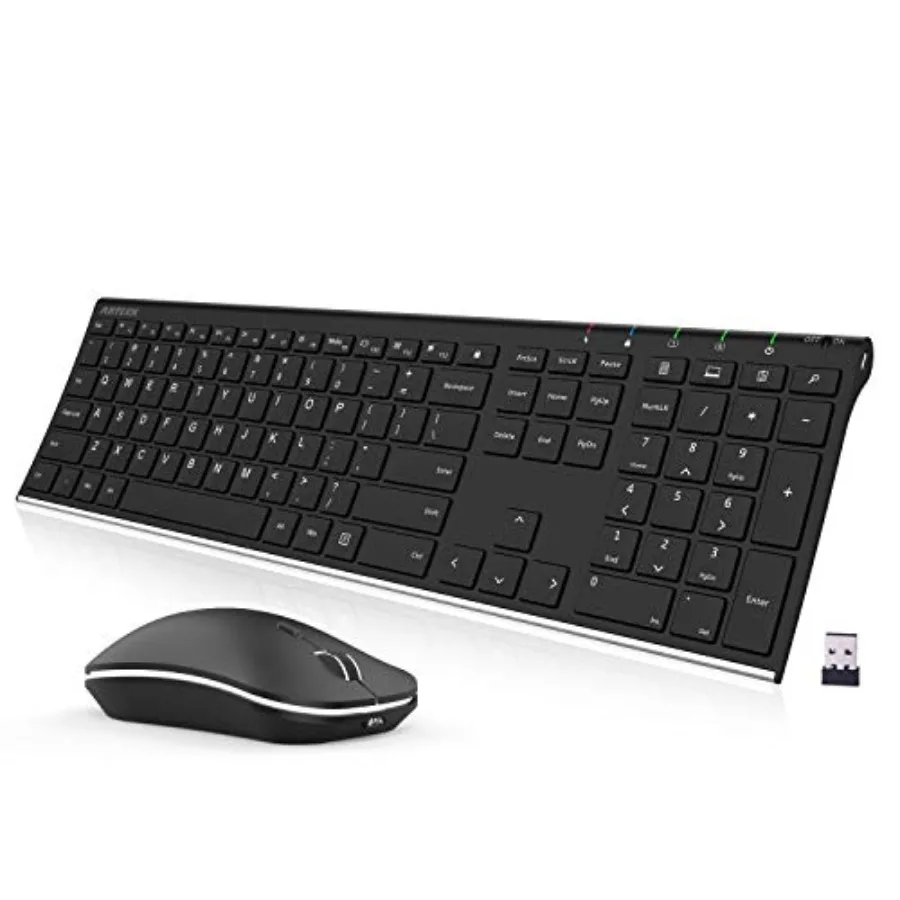 2.4G Wireless Keyboard and Mouse Combo Stainless Steel Ultra Slim Full Size Keyboard and Ergonomic Mice for Computer Desktop PC
2.4G Wireless Keyboard and Mouse Combo Stainless Steel Ultra Slim Full Size Keyboard and Ergonomic Mice for Computer Desktop PC