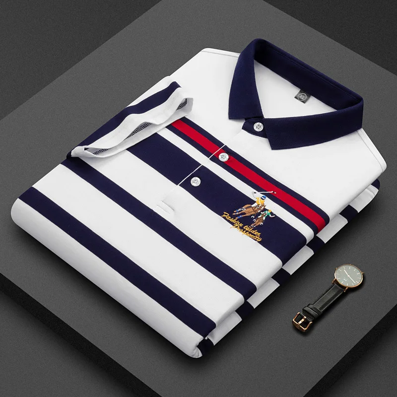 Summer Menswear Pure Cotton Short Sleeve Striped Business T-Shirt Embroidered Cleanfit Style Hoodie for Middle-Aged Men
Summer Menswear Pure Cotton Short Sleeve Striped Business T-Shirt Embroidered Cleanfit Style Hoodie for Middle-Aged Men