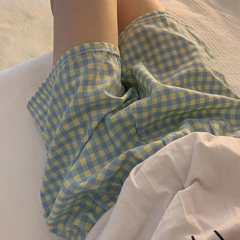 Summer Loose Shorts Thin Pajamas Cotton Women Shorts Women's Bottoms Soft Pants Plaid Print Spwear Pants Womens Pajama Pant
Summer Loose Shorts Thin Pajamas Cotton Women Shorts Women's Bottoms Soft Pants Plaid Print Spwear Pants Womens Pajama Pant