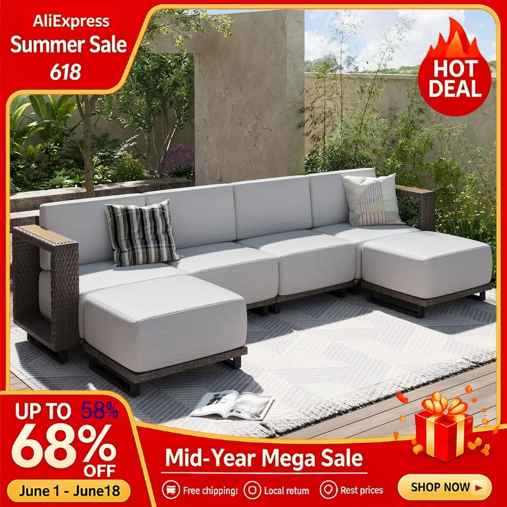 Patio Furniture Set, 6 Piece Outdoor Wicker Sectional Sofa Set, AllWeather Rattan with 10 UltraThick Cushions Conversa, Custom
Patio Furniture Set, 6 Piece Outdoor Wicker Sectional Sofa Set, AllWeather Rattan with 10 UltraThick Cushions Conversa, Custom
