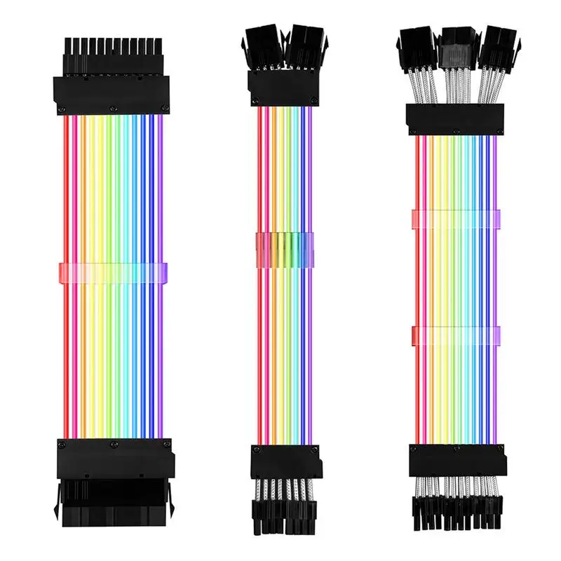 ARGB Sleeved Extension Cable Connector PC Motherboard Extension Cable Kit 24Pin / 2x8Pin 62Pin / 3x8Pin 62Pin PCI-E Power Supply
ARGB Sleeved Extension Cable Connector PC Motherboard Extension Cable Kit 24Pin / 2x8Pin 62Pin / 3x8Pin 62Pin PCI-E Power Supply
