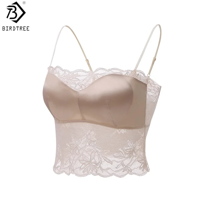 Подкладка Birdtree, 100% шелковая кружевная майка с мягкими чашками, женская чашка 3/4, осенний сексуальный жилет на бретельках, базовое нижнее белье T59138JF
Подкладка Birdtree, 100% шелковая кружевная майка с мягкими чашками, женская чашка 3/4, осенний сексуальный жилет на бретельках, базовое нижнее белье T59138JF