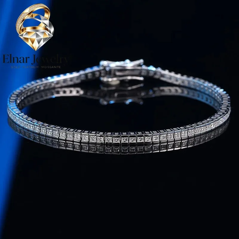 Elnar Jewelry Luxury Solid Platinum PT950 Women's 2MM Moissanite Diamond Princess Square Bracelet Full Diamond Bracelet
Elnar Jewelry Luxury Solid Platinum PT950 Women's 2MM Moissanite Diamond Princess Square Bracelet Full Diamond Bracelet