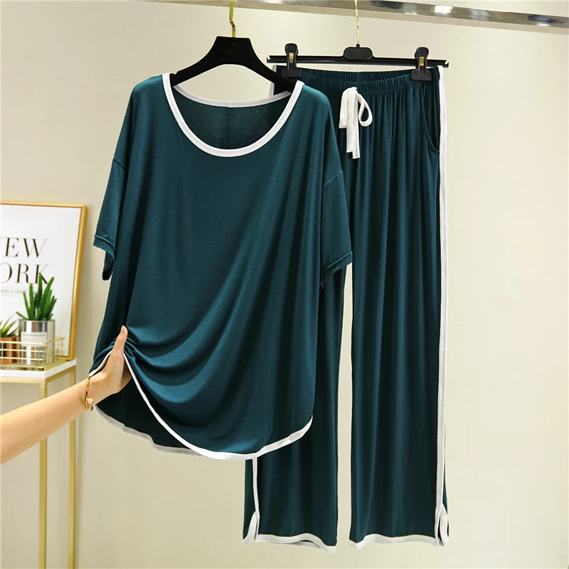 Loose Modal Sleepwear Set Women Summer Large Size Thin Slimming Five-Quarter Sleeve T-Shirt Casual Home Clothes Two-Piece Set
Loose Modal Sleepwear Set Women Summer Large Size Thin Slimming Five-Quarter Sleeve T-Shirt Casual Home Clothes Two-Piece Set