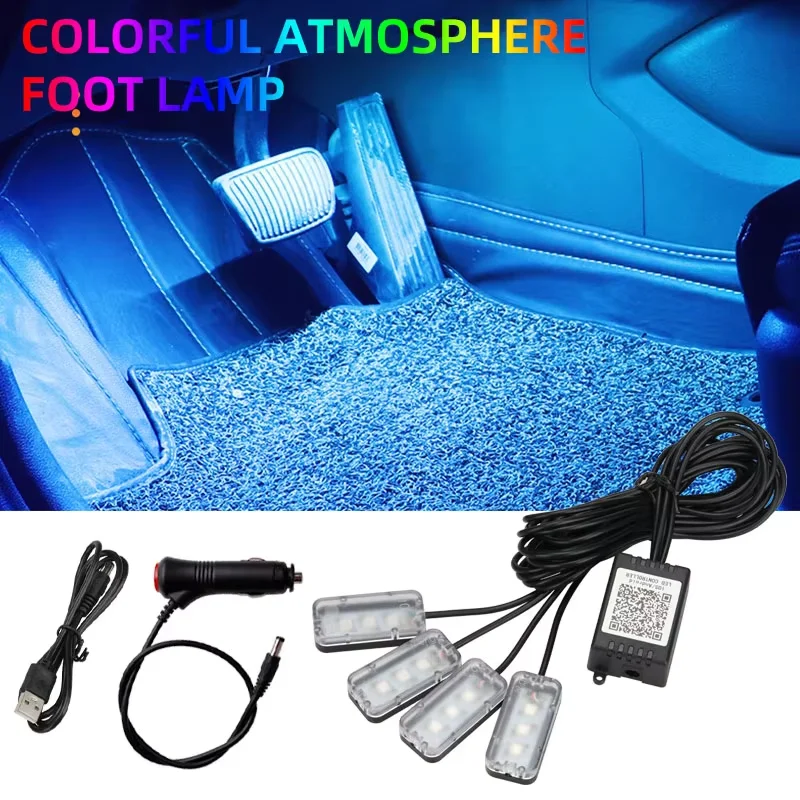 4PCS LED Car Interior Ambient Foot Strip Light USB Kit Accessories Backlight Remote App Music Control Auto RGB Decorative Lamp
4PCS LED Car Interior Ambient Foot Strip Light USB Kit Accessories Backlight Remote App Music Control Auto RGB Decorative Lamp