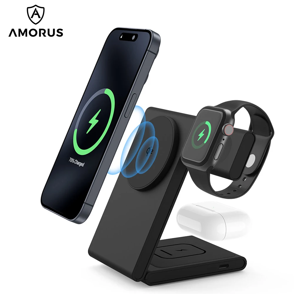 AMORUS Qi2 Certified Magnetic Wireless Charger 3-in-1 Foldable Charging Station for iPhone 16 15 14 AirPods Pro Apple Watch
AMORUS Qi2 Certified Magnetic Wireless Charger 3-in-1 Foldable Charging Station for iPhone 16 15 14 AirPods Pro Apple Watch