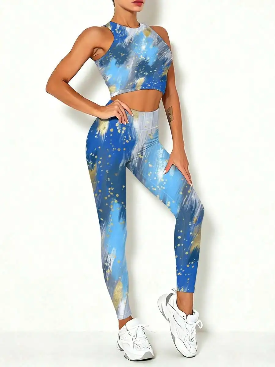 Womens Slim Fit 3D Printed Yoga Set With Blue Sky Clouds Pattern
Womens Slim Fit 3D Printed Yoga Set With Blue Sky Clouds Pattern