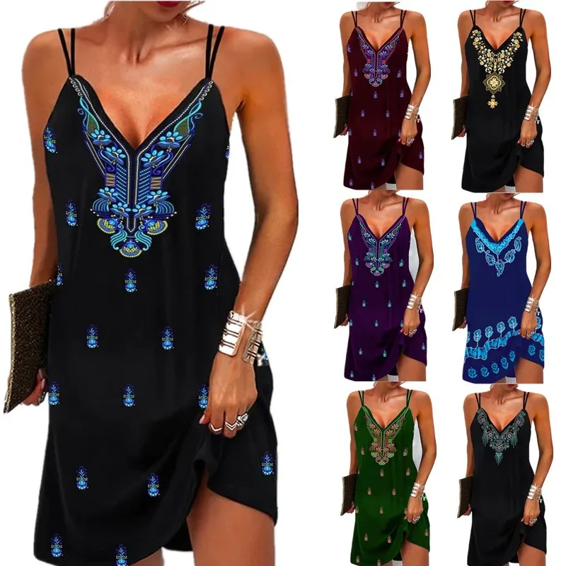 European and American New Women's Summer Bohemian Ethnic Style V-neck Dress Summer Dress Sexy Dress
European and American New Women's Summer Bohemian Ethnic Style V-neck Dress Summer Dress Sexy Dress