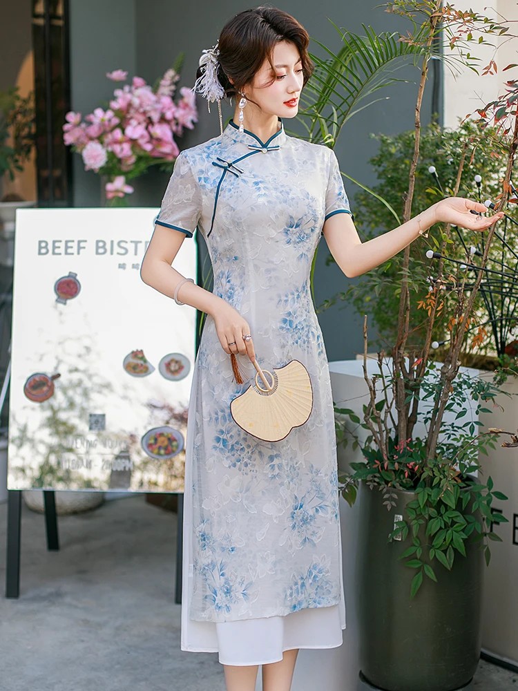 Young Sle Chinese New Version Blue And White Porcelain Qipao Dr Breathable Long Sve Daily Wear for Women plus Size
Young Sle Chinese New Version Blue And White Porcelain Qipao Dr Breathable Long Sve Daily Wear for Women plus Size