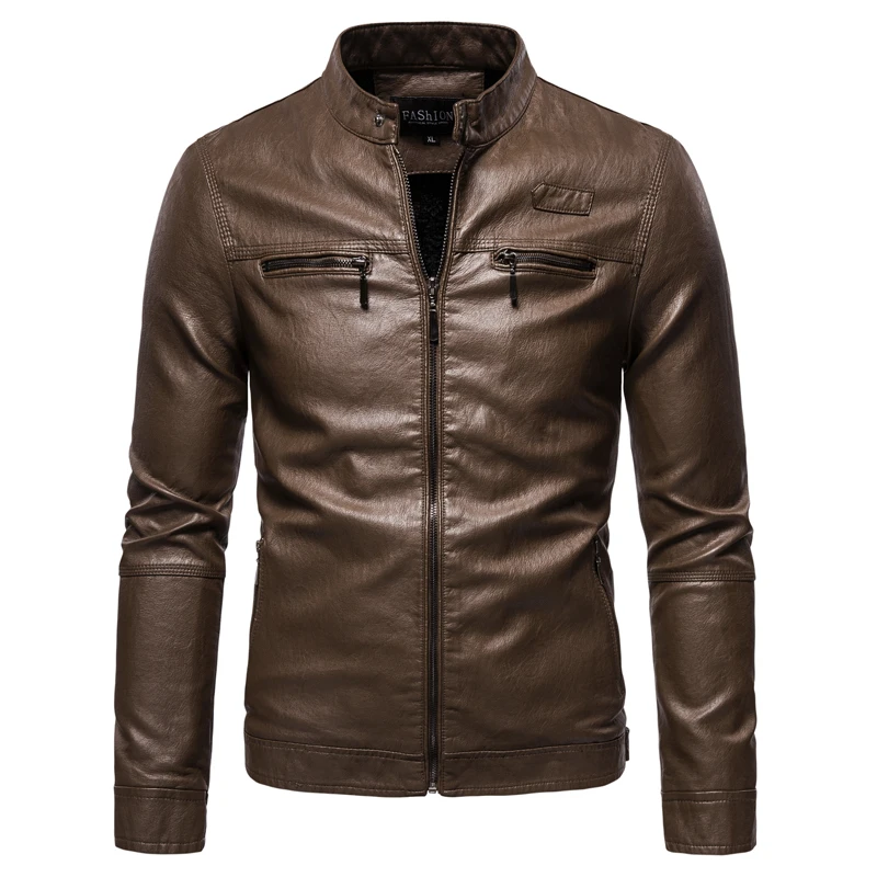 New Fashion Casual PU Leather Jacket Men's Stand Collar Slim Solid Color Zipper Jacket Waterproof 2023 Winter
New Fashion Casual PU Leather Jacket Men's Stand Collar Slim Solid Color Zipper Jacket Waterproof 2023 Winter