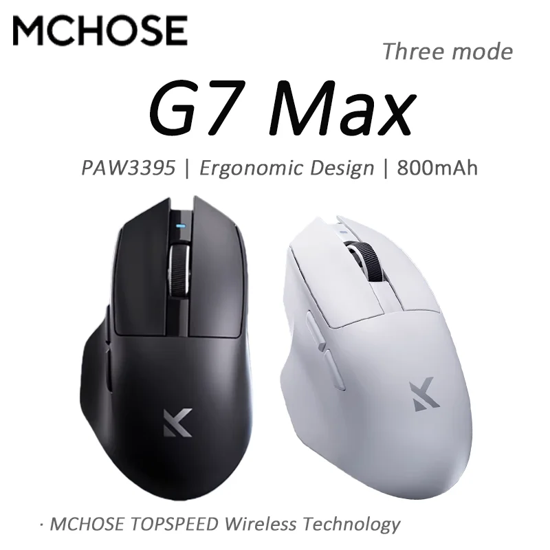 Беспроводная игровая мышь MCHOSE G7 MAX с тремя режимами, сенсором PAW3395, для игр и офиса, легкая, эргономичная, для правой руки, с длительным временем автономной работы
Беспроводная игровая мышь MCHOSE G7 MAX с тремя режимами, сенсором PAW3395, для игр и офиса, легкая, эргономичная, для правой руки, с длительным временем автономной работы