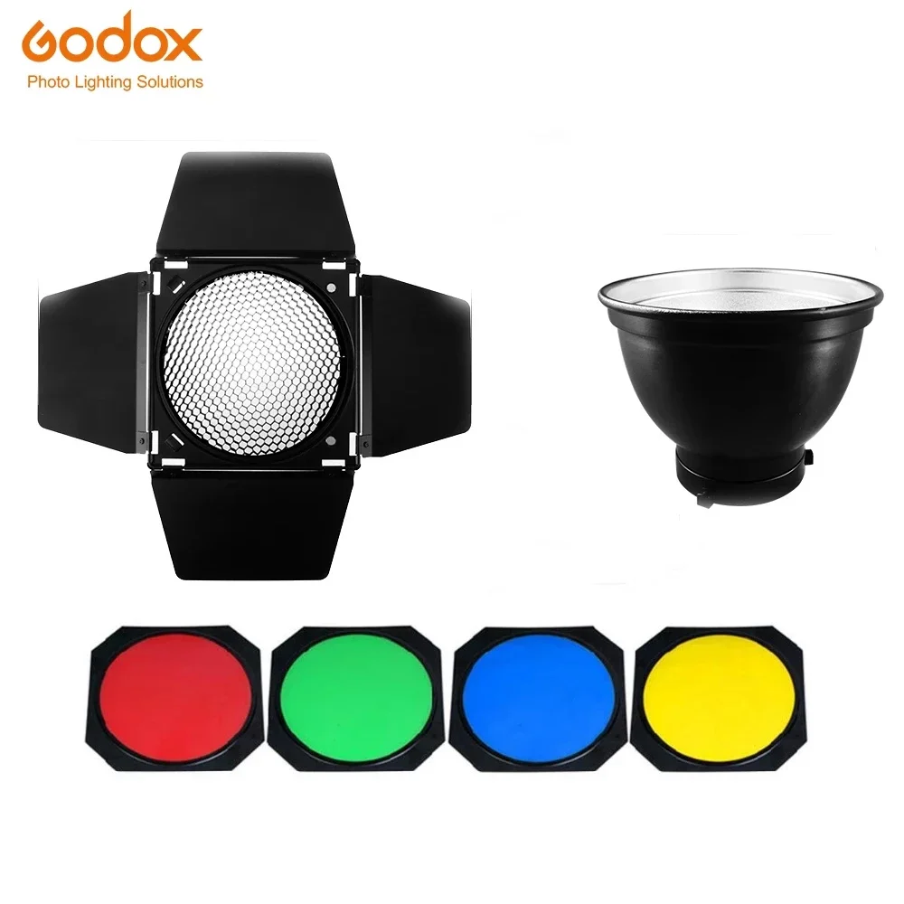 Godox BD-04 Barn Door with Honeycomb Grid + 4 Color Gel Filter For Bowen Standard Reflector Photography Studio Flash Accessory
Godox BD-04 Barn Door with Honeycomb Grid + 4 Color Gel Filter For Bowen Standard Reflector Photography Studio Flash Accessory