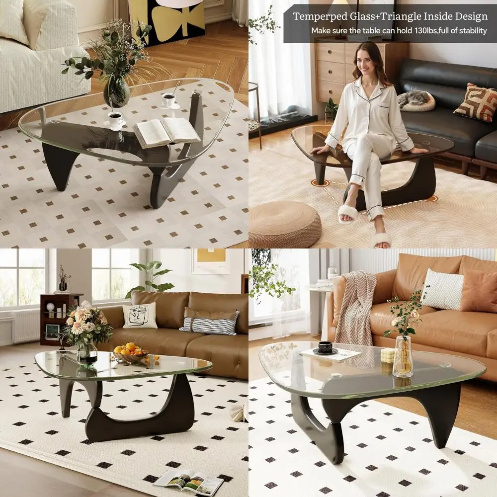 Modern Living Room Glass Top Coffee Table, Black/Transparent
Modern Living Room Glass Top Coffee Table, Black/Transparent