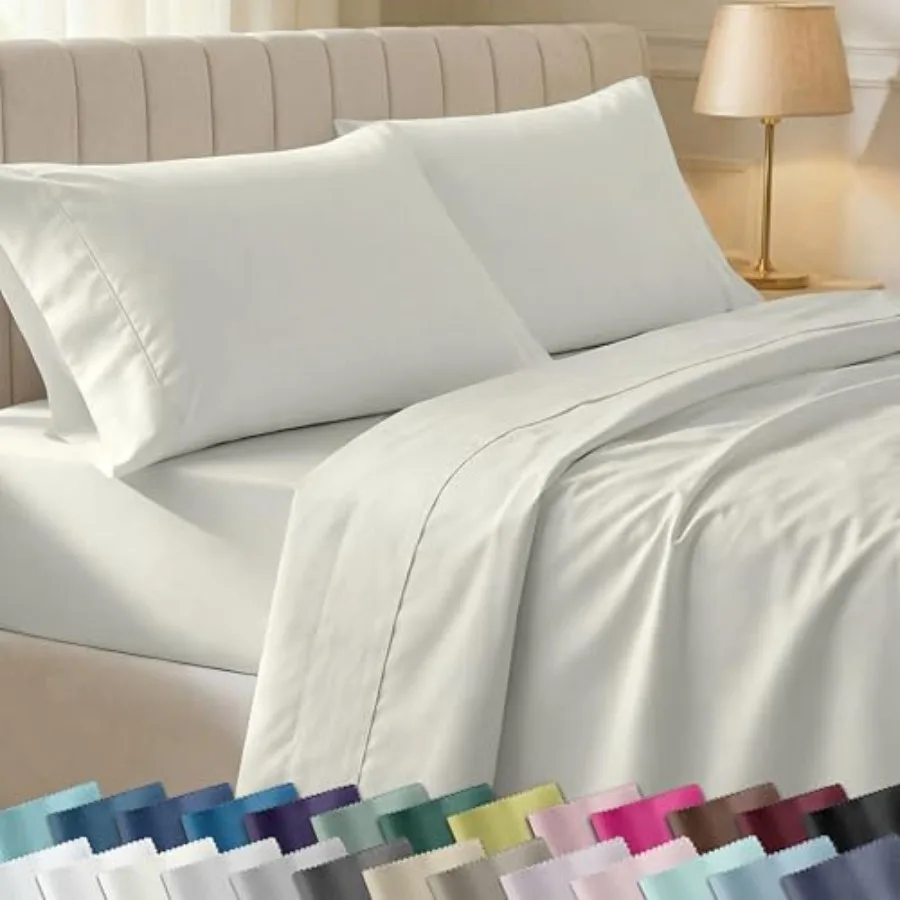 Soft 100% Cotton Sheet Set, 400 Thread Count Good Housekeeping Award Winner, Silky Sateen Weave with Deep Pockets, Long Staple
Soft 100% Cotton Sheet Set, 400 Thread Count Good Housekeeping Award Winner, Silky Sateen Weave with Deep Pockets, Long Staple