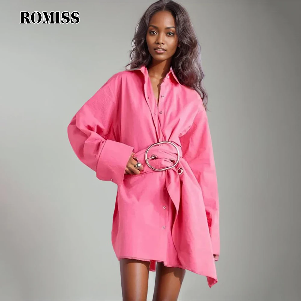 ROMISS Solid Casual Patchwork Belt Blouse For Women Lapel Long Sleeve Spliced Single Breasted Chic Blouses Female Fashion
ROMISS Solid Casual Patchwork Belt Blouse For Women Lapel Long Sleeve Spliced Single Breasted Chic Blouses Female Fashion