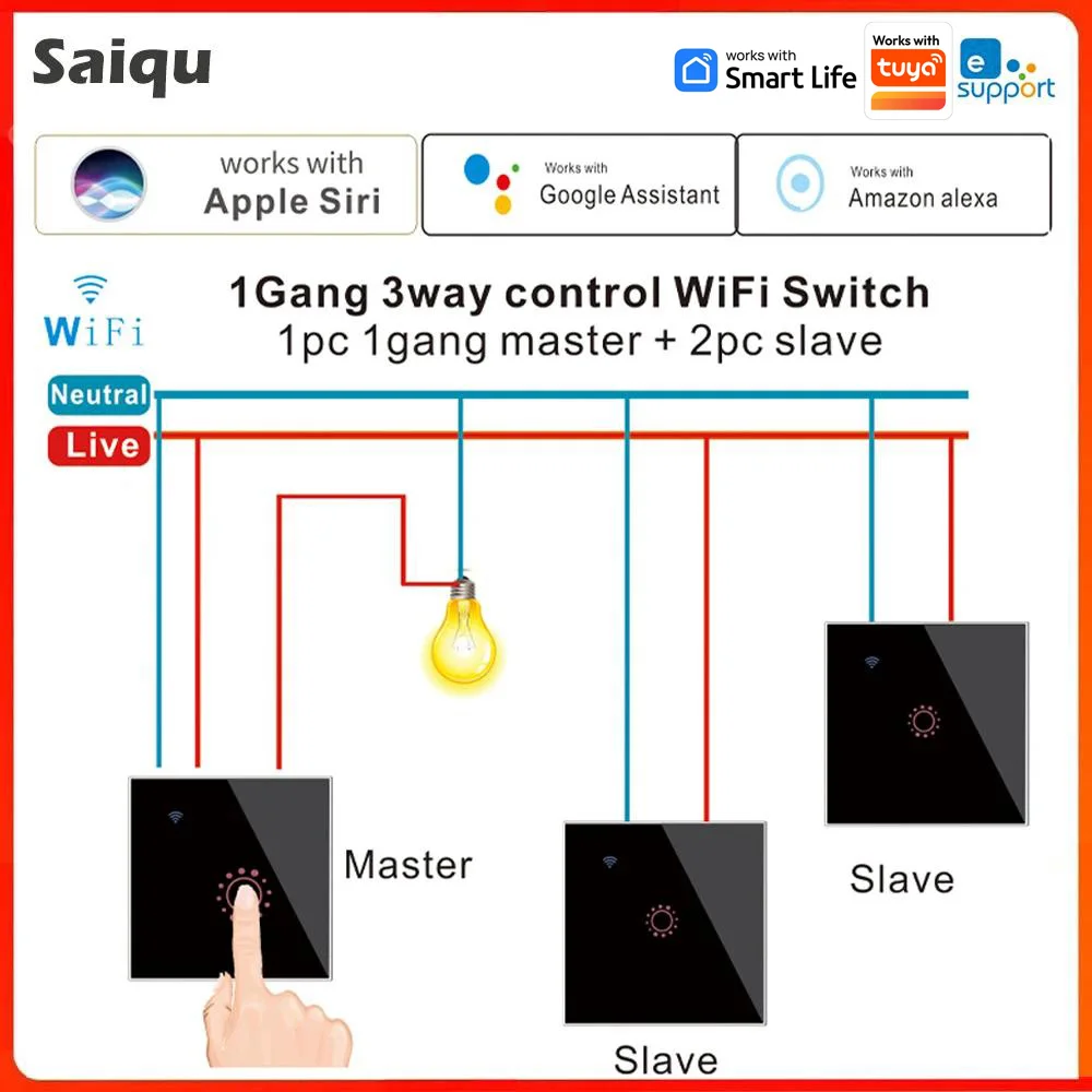 Works Tuya eWeLink EU WiFi Smart 3 Way Switch 1 2 3 Gang Glass Wall Touch Switch Remote Control Compatible Alexa Google Home
Works Tuya eWeLink EU WiFi Smart 3 Way Switch 1 2 3 Gang Glass Wall Touch Switch Remote Control Compatible Alexa Google Home