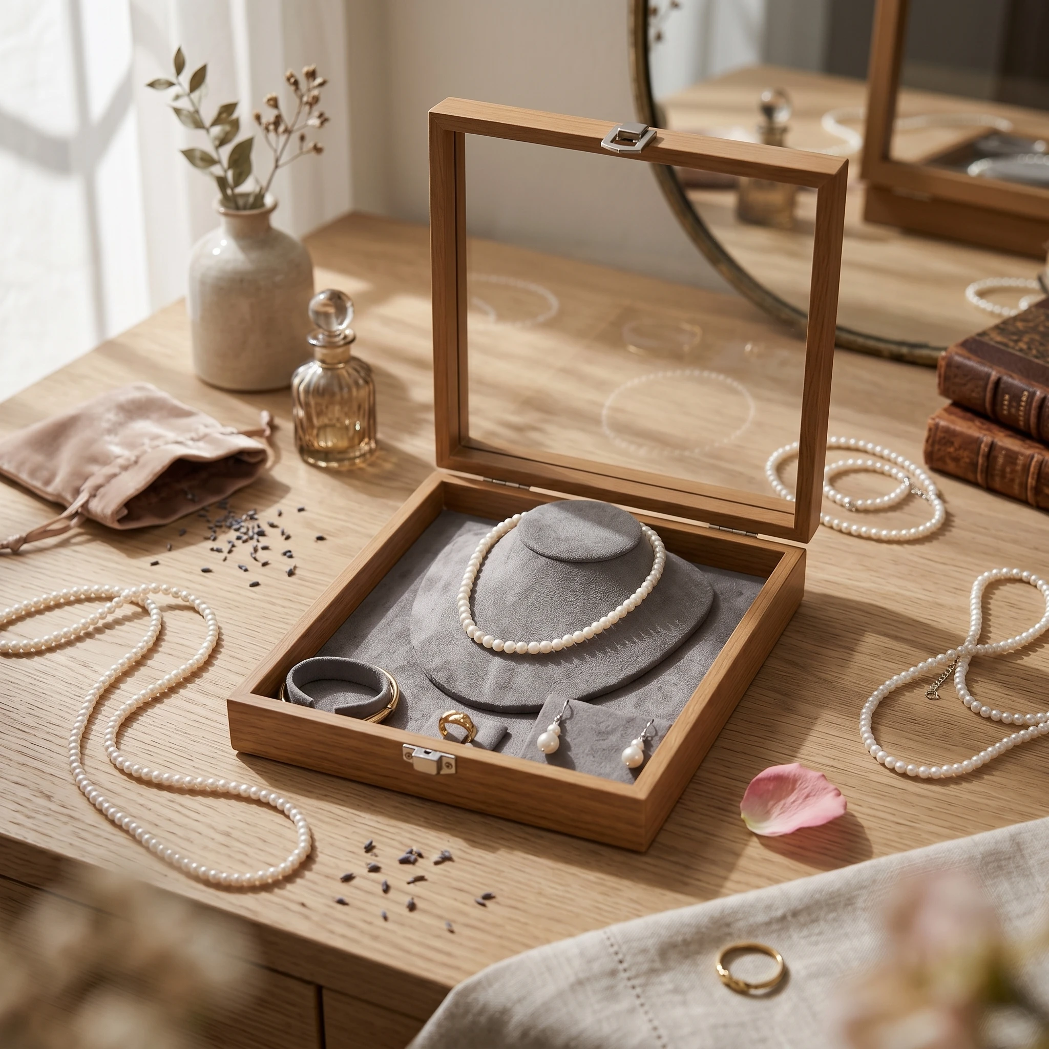 Glass Lid Jewelry Box Metal Latch Velvet Lined Jewelry Box Storage Item Wood Grain Removable Compartments
Glass Lid Jewelry Box Metal Latch Velvet Lined Jewelry Box Storage Item Wood Grain Removable Compartments