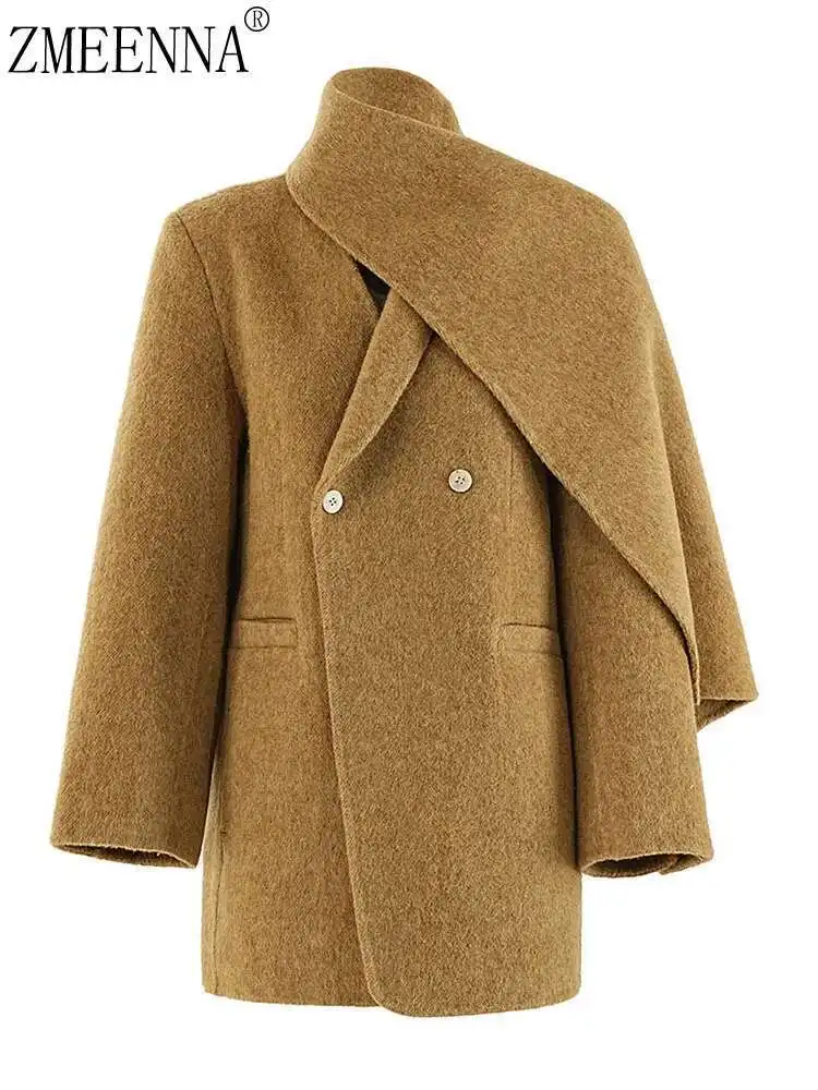 ZMEENNA Patchwork Double-breasted Scarf Splicing Woolen Solid Color Women's Blazers 2024 Autumn Winter New ZM491
ZMEENNA Patchwork Double-breasted Scarf Splicing Woolen Solid Color Women's Blazers 2024 Autumn Winter New ZM491