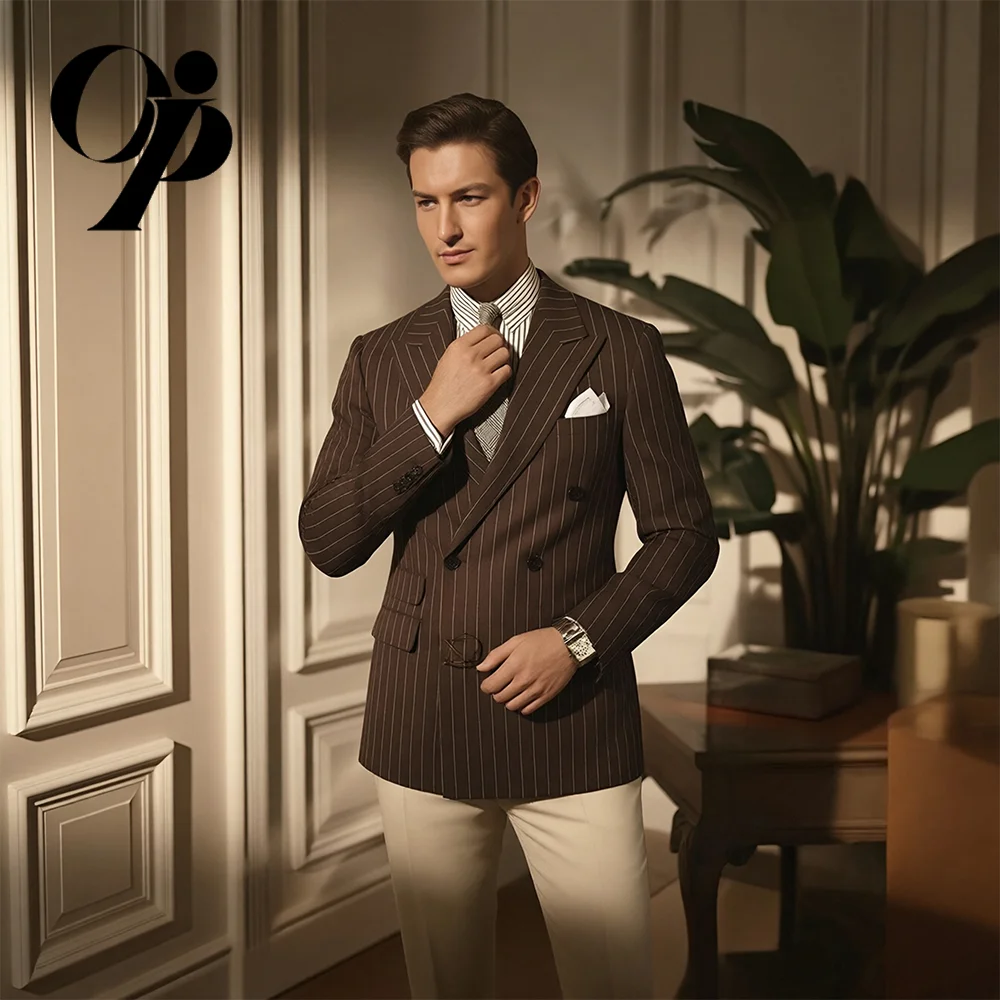 Opeodly Men's Brown Pinstripe 2-Piece Suit Slim Fit Double Breasted Traje para Hombre for Business Office and Formal Events
Opeodly Men's Brown Pinstripe 2-Piece Suit Slim Fit Double Breasted Traje para Hombre for Business Office and Formal Events