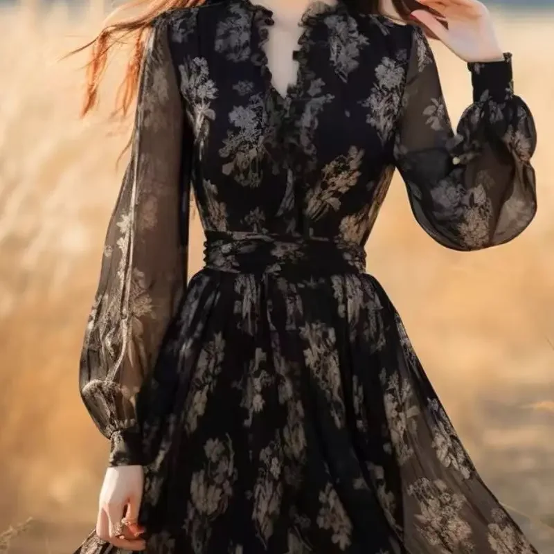 Hepburn Style Floral Women Dresses Spring Summer V Neck Elegant Vestidos Mujer Fashion Vintage Sweet Long Dress
Hepburn Style Floral Women Dresses Spring Summer V Neck Elegant Vestidos Mujer Fashion Vintage Sweet Long Dress