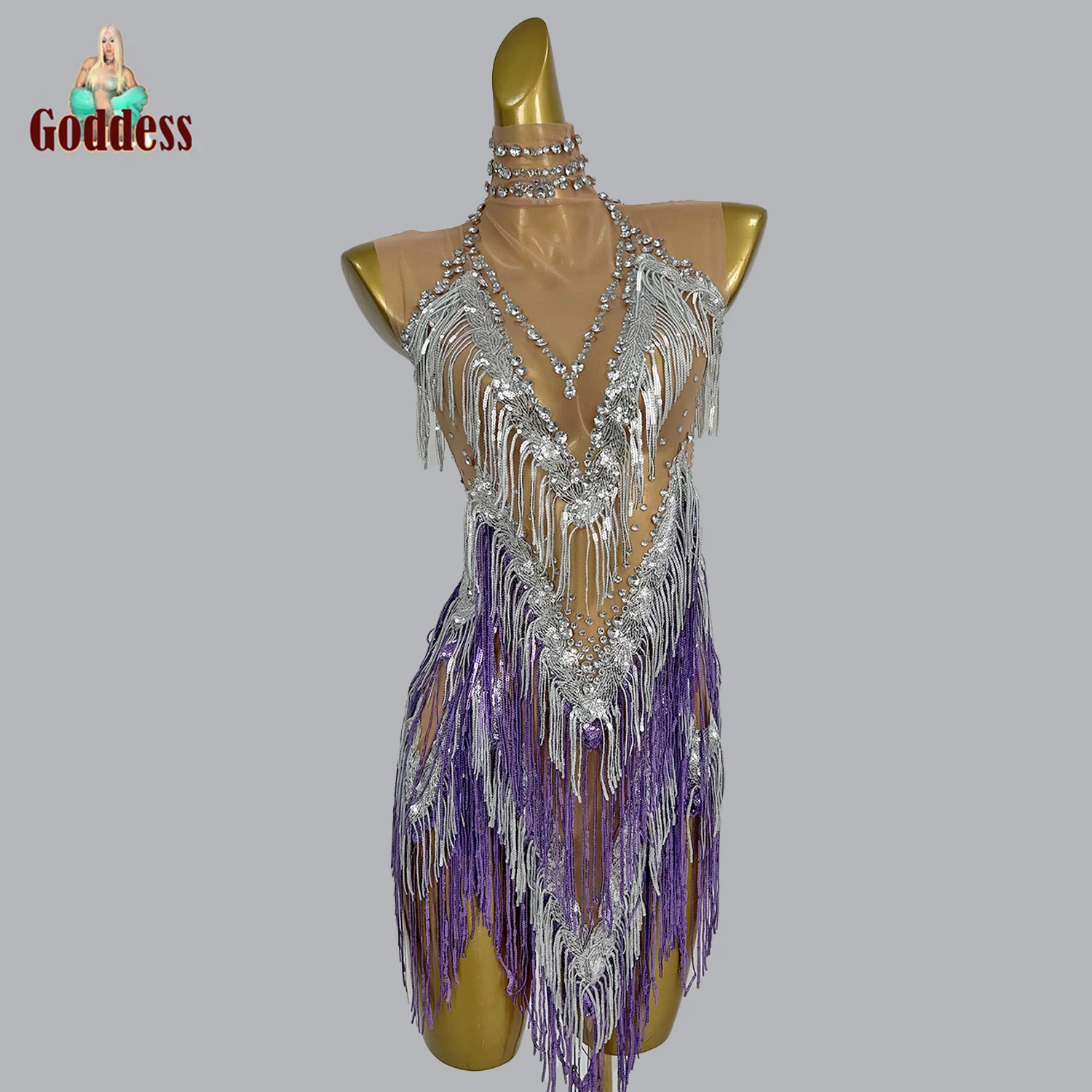 Sparkly Rhinestones Fringes Latino Dance Dress Sexy Sheer Mesh Dance Troupe Performance Costume Nightclub Showgirl Stage Wear
Sparkly Rhinestones Fringes Latino Dance Dress Sexy Sheer Mesh Dance Troupe Performance Costume Nightclub Showgirl Stage Wear