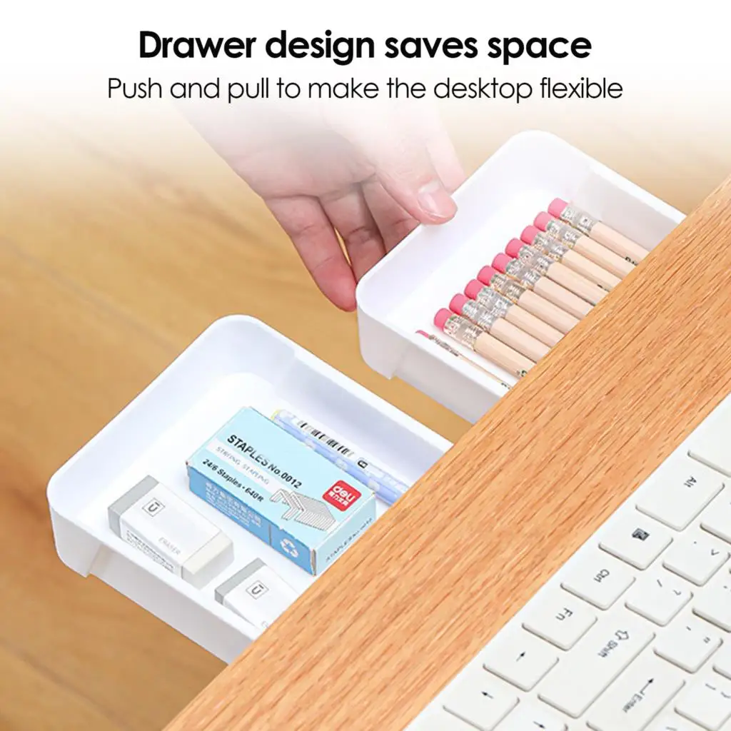 Hidden Under Desk Storage Drawer Small Desk Drawer Reduced Clutter Stationery Organizer Self-Adhesive Drawer with Sliding Track
Hidden Under Desk Storage Drawer Small Desk Drawer Reduced Clutter Stationery Organizer Self-Adhesive Drawer with Sliding Track