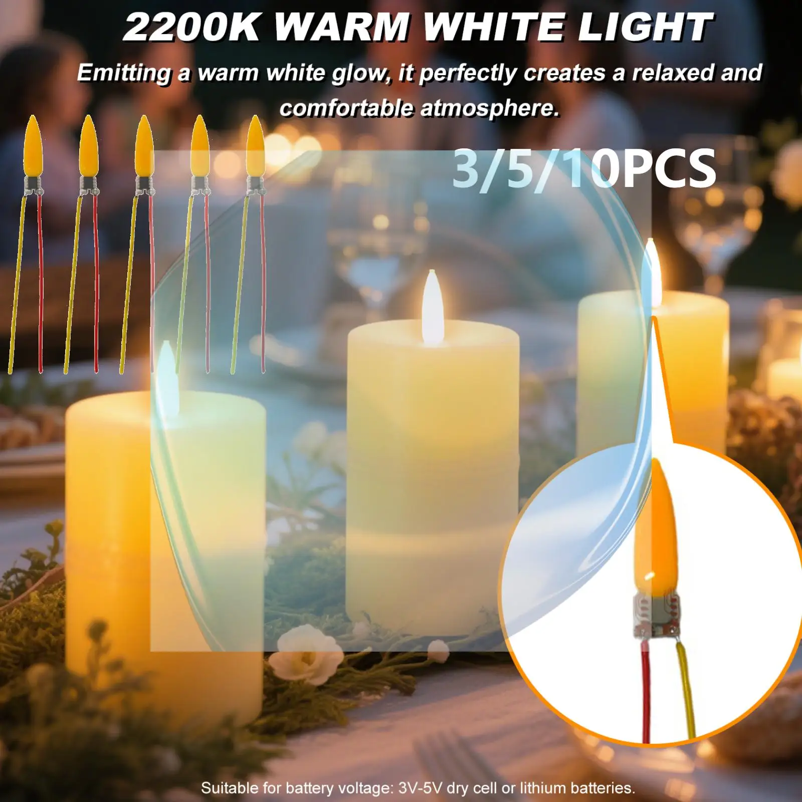 DC3-5V LED Flame Filament Bulb 2200K 3/5/10PCS Tinned Easy-Soldering High CRI Flame Lamp Wick for DIY Home Party Decorations
DC3-5V LED Flame Filament Bulb 2200K 3/5/10PCS Tinned Easy-Soldering High CRI Flame Lamp Wick for DIY Home Party Decorations