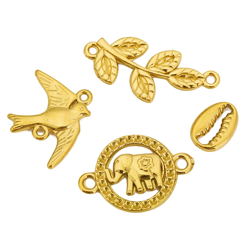 5pcs/lot Stainless Steel Gold Plated Leaf Elephant Swallow Connectors for DIY Necklace Bracelets Making Accessories
5pcs/lot Stainless Steel Gold Plated Leaf Elephant Swallow Connectors for DIY Necklace Bracelets Making Accessories