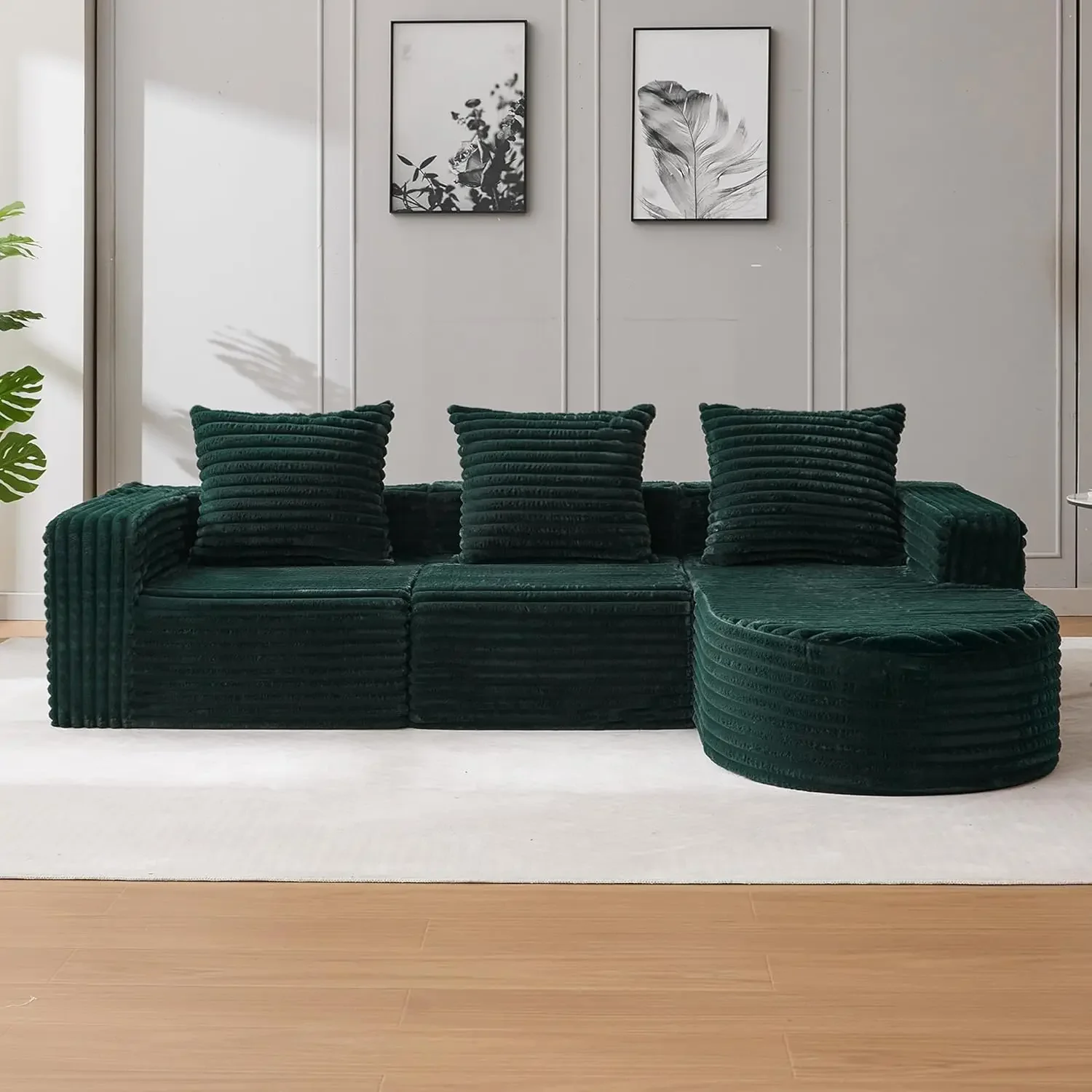 Boneless Cloud Couch Modular Sectional Sofa L-Shape with Chaise 102", Soft Faux Fur Deep Seat, & 3 Pillows & 2 Side, Customized
Boneless Cloud Couch Modular Sectional Sofa L-Shape with Chaise 102", Soft Faux Fur Deep Seat, & 3 Pillows & 2 Side, Customized
