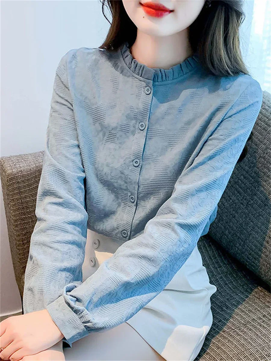 Women Spring Autumn Blouses Shirts Lady Casual Long Sleeve Stand Collar Solid Color Blusas Tops CY295
Women Spring Autumn Blouses Shirts Lady Casual Long Sleeve Stand Collar Solid Color Blusas Tops CY295