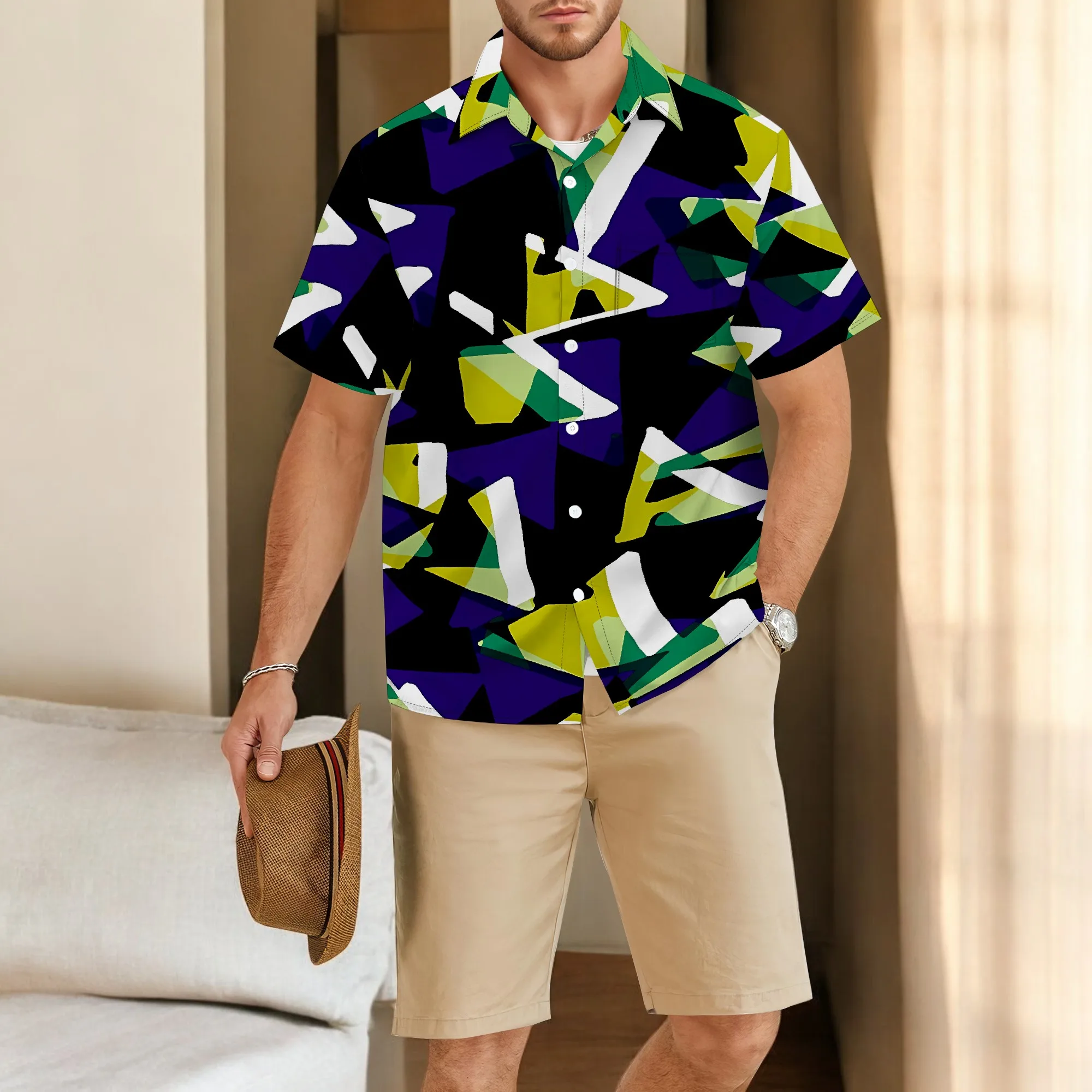 YEAE Geometric Patchwork Print Shirt for Men Summer Casual Short Sleeve Top
YEAE Geometric Patchwork Print Shirt for Men Summer Casual Short Sleeve Top