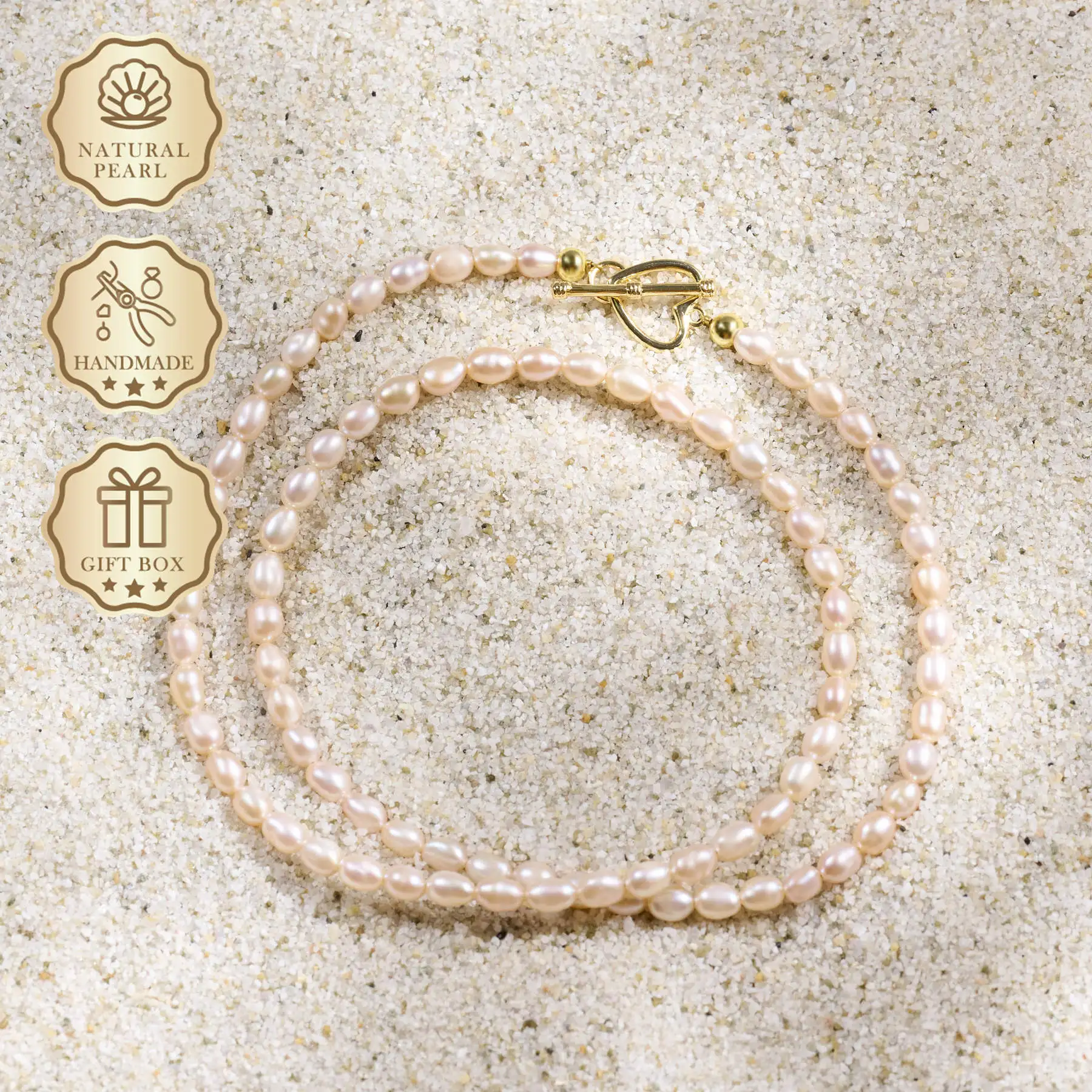 MYSOYA Pink Rice Freshwater Pearl Necklace 6–7mm with Gold Heart Clasp, Gift Box, Ideal Birthday & Anniversary Gift
MYSOYA Pink Rice Freshwater Pearl Necklace 6–7mm with Gold Heart Clasp, Gift Box, Ideal Birthday & Anniversary Gift