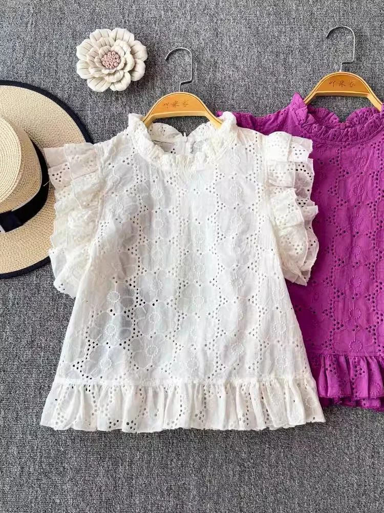 Retro Lace Trim Loose Hollow out Flng Sve ort irt Women's Korean Sle Commute Faion Summer New Arrival
Retro Lace Trim Loose Hollow out Flng Sve ort irt Women's Korean Sle Commute Faion Summer New Arrival