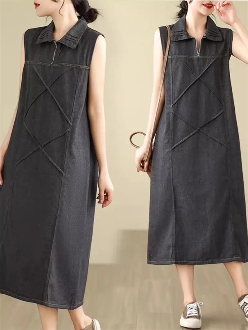 High End Retro Denim Sleeveless Lapel Dress Loose Vest Dress 2024 Summer Fashion Jeans Dress For Women Tank Top K798
High End Retro Denim Sleeveless Lapel Dress Loose Vest Dress 2024 Summer Fashion Jeans Dress For Women Tank Top K798