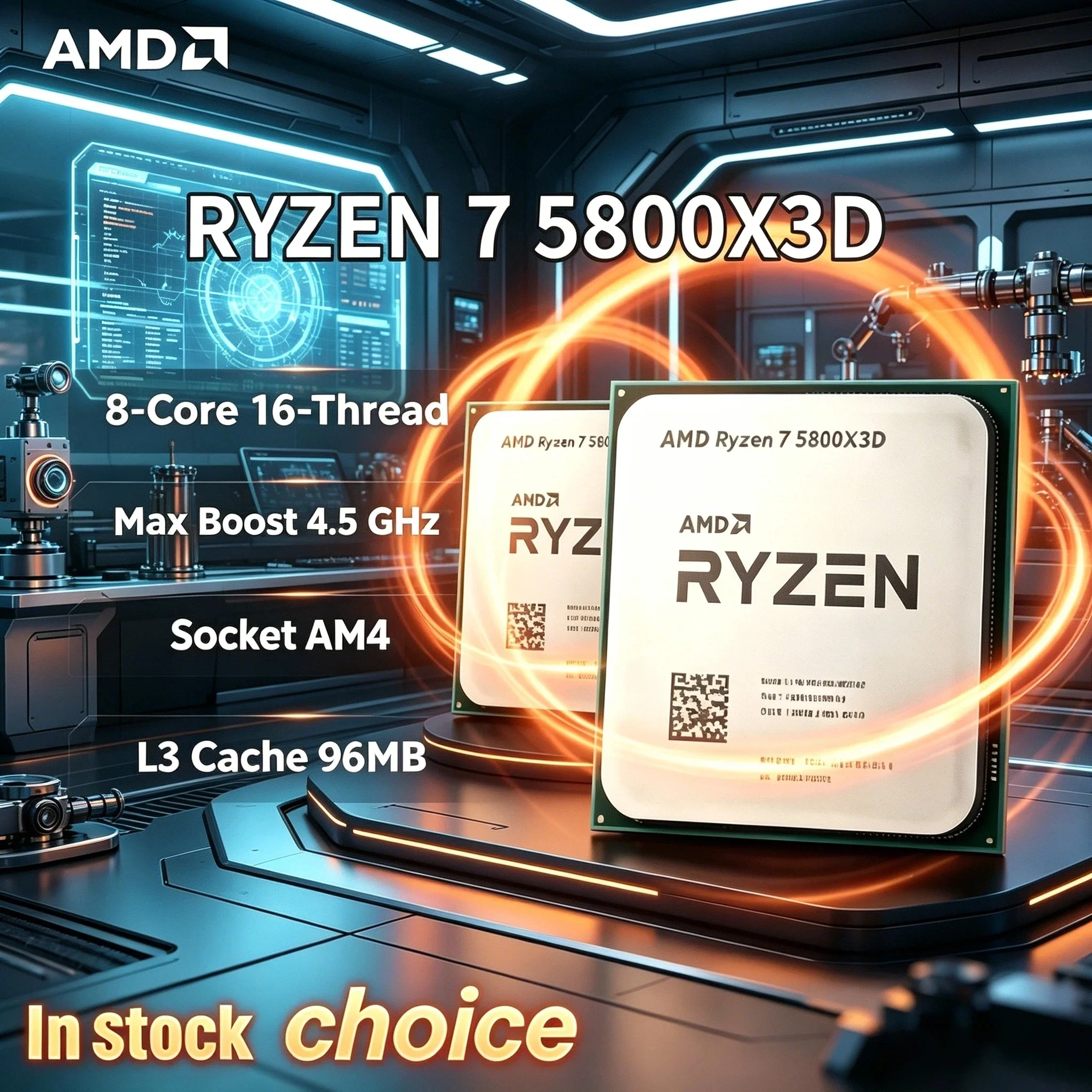 New Ryzen 7 5800X3D AMD 5000 Series 8 Core 16 Thread Gaming CPU 5GHz 96MB DDR4 105W Unpacked Loose Piece Chip Socket AM4 Pro
New Ryzen 7 5800X3D AMD 5000 Series 8 Core 16 Thread Gaming CPU 5GHz 96MB DDR4 105W Unpacked Loose Piece Chip Socket AM4 Pro
