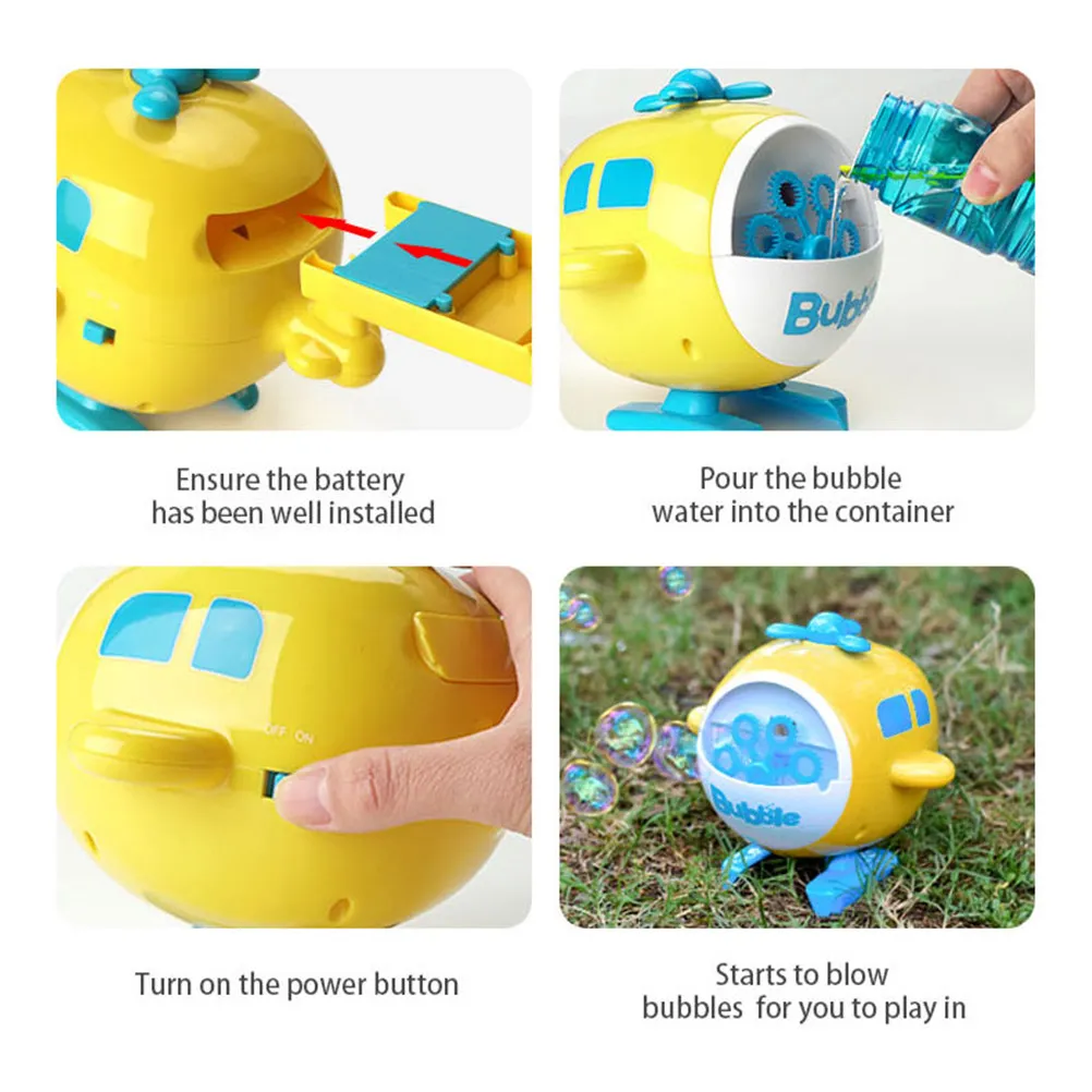 1Pcs Automatic Bubble Blower Electric Creative Helicopter Shape Lightweight Portable Kids Bubble Maker for Indoor Outdoor
1Pcs Automatic Bubble Blower Electric Creative Helicopter Shape Lightweight Portable Kids Bubble Maker for Indoor Outdoor
