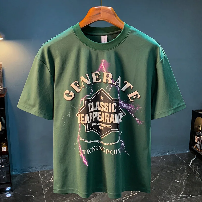 Trendy printed T-shirt for men in summer, thin and loose short sleeved top, high-end fashion, trendy and casual clothing
Trendy printed T-shirt for men in summer, thin and loose short sleeved top, high-end fashion, trendy and casual clothing