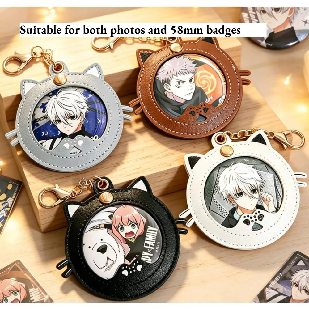 Cute Cat Kitty Kawaii Shape Badge Storage Keychain Cartoon Photo Holder Keyring Anime Peripheral Pendant PU Leather Gift Display
Cute Cat Kitty Kawaii Shape Badge Storage Keychain Cartoon Photo Holder Keyring Anime Peripheral Pendant PU Leather Gift Display