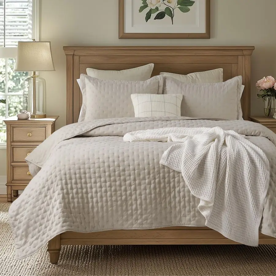 Легкое стеганое покрывало King Size из льна, современное покрывало в стиле фермерского дома с узором клевера, ультрамягкое, всесезонное.
Легкое стеганое покрывало King Size из льна, современное покрывало в стиле фермерского дома с узором клевера, ультрамягкое, всесезонное.