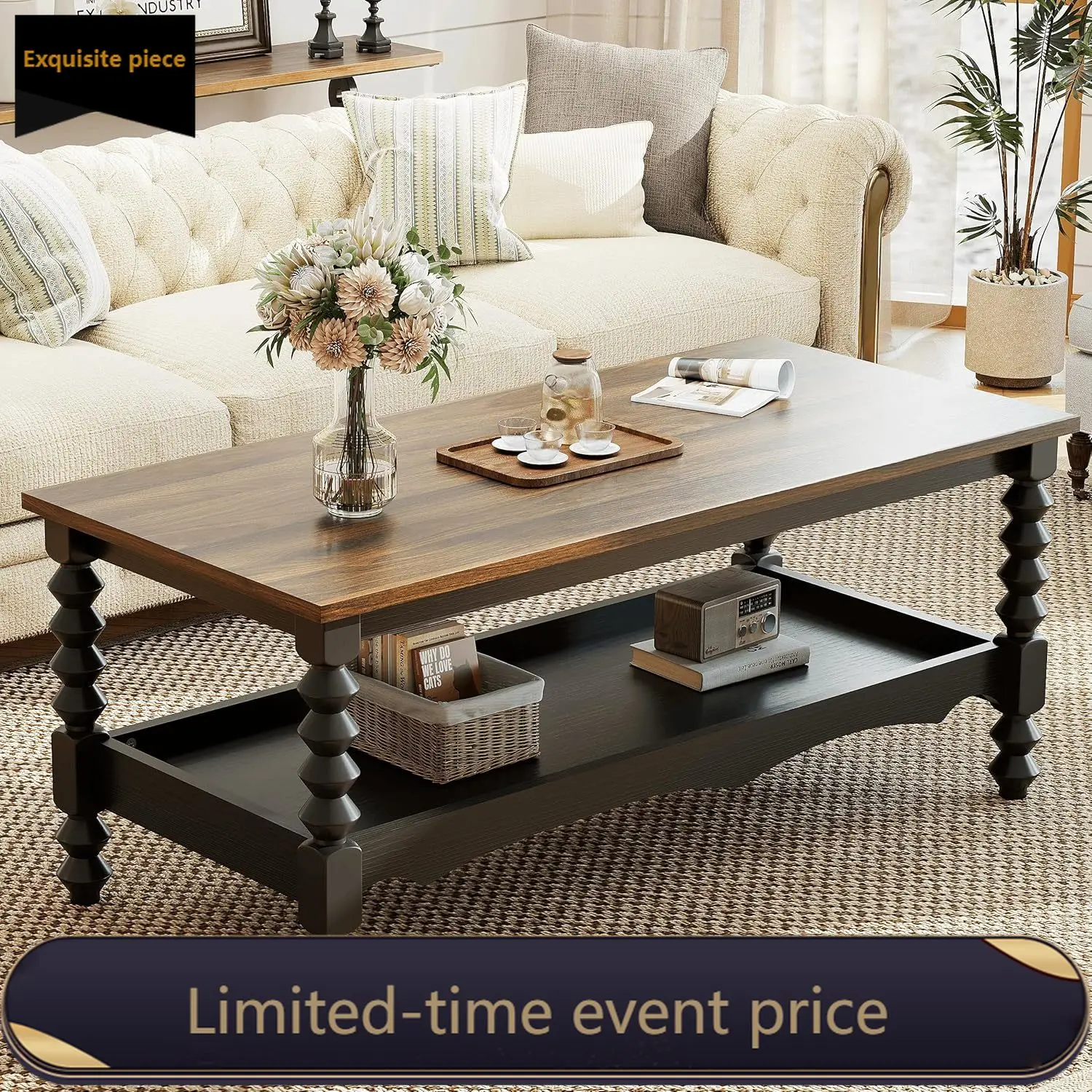 Farmhouse Living Room Bedroom 42 Inch 2 Tier Center Coffee Table With Storage Solid Wood Legs Thickened Top Black
Farmhouse Living Room Bedroom 42 Inch 2 Tier Center Coffee Table With Storage Solid Wood Legs Thickened Top Black