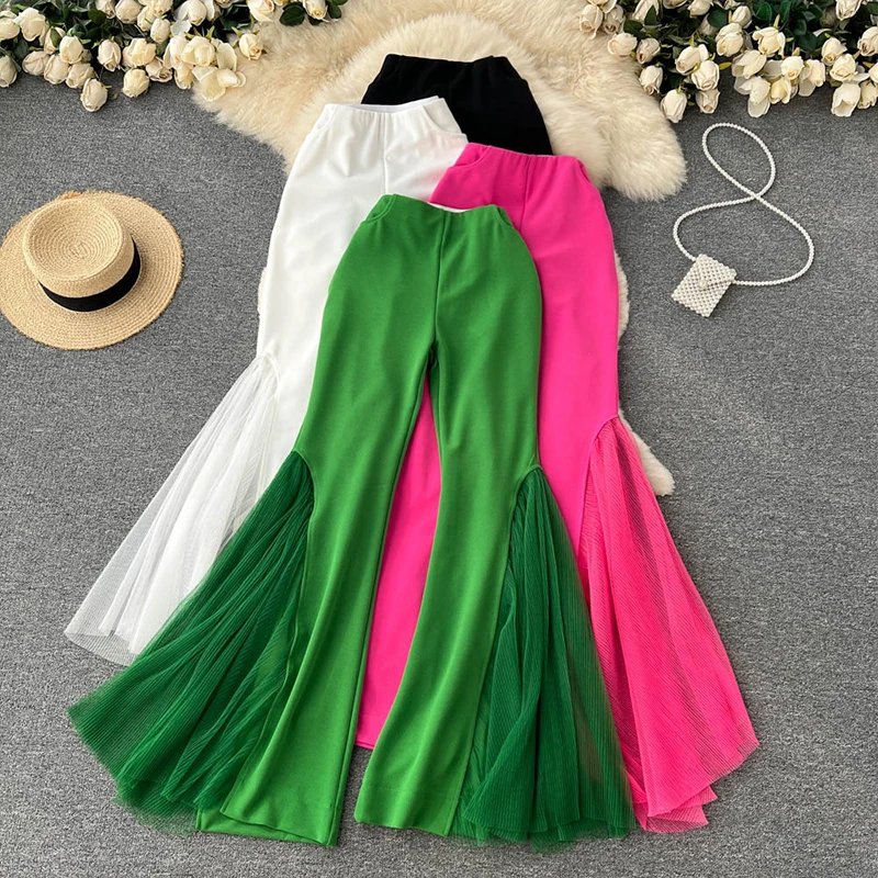 Women Fashion Mesh Patchwork Flare Pants Summer Sexy Fit Elegant Elastic High Waist Wide Leg Hip Hop Dancing Yoga Trousers
Women Fashion Mesh Patchwork Flare Pants Summer Sexy Fit Elegant Elastic High Waist Wide Leg Hip Hop Dancing Yoga Trousers