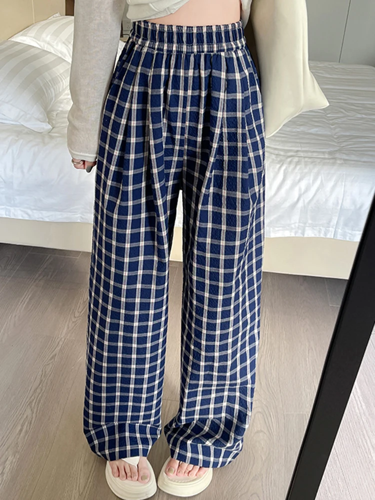 Y2K Женские брюки Широкие прямые бархатные плюшевые утолщенные брюки в клетку Темно-синие повседневные брюки длиной до пола
Y2K Женские брюки Широкие прямые бархатные плюшевые утолщенные брюки в клетку Темно-синие повседневные брюки длиной до пола