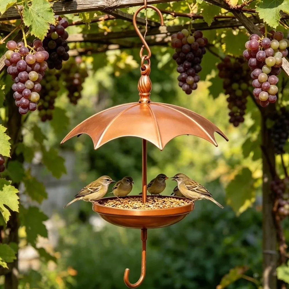Iron Umbrella-Shaped Bird Feeder Rustic Weather-Resistant Hanging Platform Feeder with Rain Guard Vintage Wildbird Feeder Porch
Iron Umbrella-Shaped Bird Feeder Rustic Weather-Resistant Hanging Platform Feeder with Rain Guard Vintage Wildbird Feeder Porch