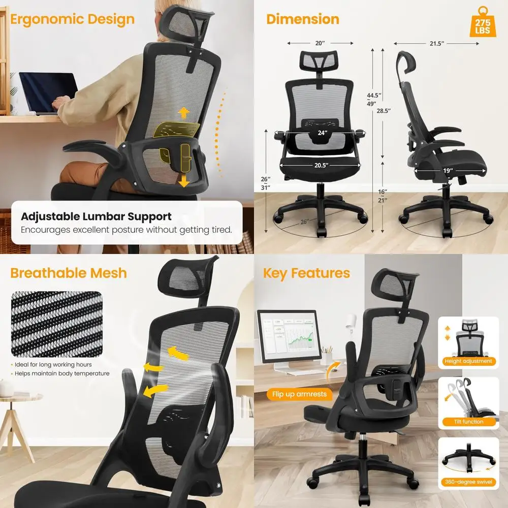 Ergonomic High-Back Gaming Chair with Adjustable Arms, Lumbar Support, and Swivel for Comfortable Office or Home Use (Black)
Ergonomic High-Back Gaming Chair with Adjustable Arms, Lumbar Support, and Swivel for Comfortable Office or Home Use (Black)