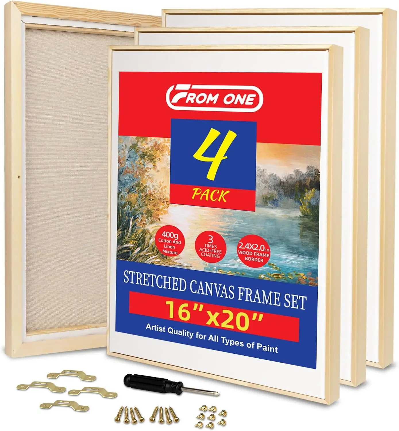 4 Pack 16x20 Floater Frame Canvas Set with Cotton-Linen Blend, Ready to Hang for Oil and Acrylic
4 Pack 16x20 Floater Frame Canvas Set with Cotton-Linen Blend, Ready to Hang for Oil and Acrylic