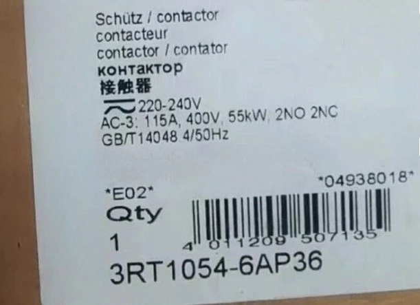 Brand New Original Original 3RT1054-6AP36 3RT1054-6AF36 3RT1054-6AB36 3RT1054-6AB36 Contactor Fast Delivey
Brand New Original Original 3RT1054-6AP36 3RT1054-6AF36 3RT1054-6AB36 3RT1054-6AB36 Contactor Fast Delivey