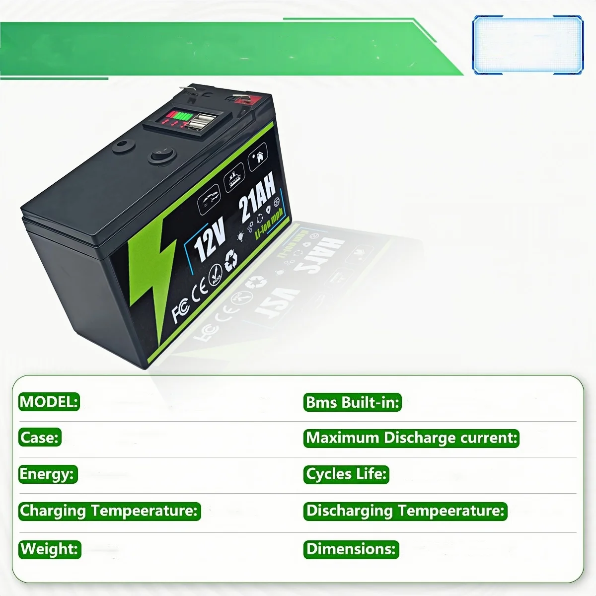 12V 18Ah Lithium LiFePO4 Deep Cycle Battery, 4000+ Cycles Rechargeable Battery for Solar/Wind Power,Small ,LMighting,and ore
12V 18Ah Lithium LiFePO4 Deep Cycle Battery, 4000+ Cycles Rechargeable Battery for Solar/Wind Power,Small ,LMighting,and ore