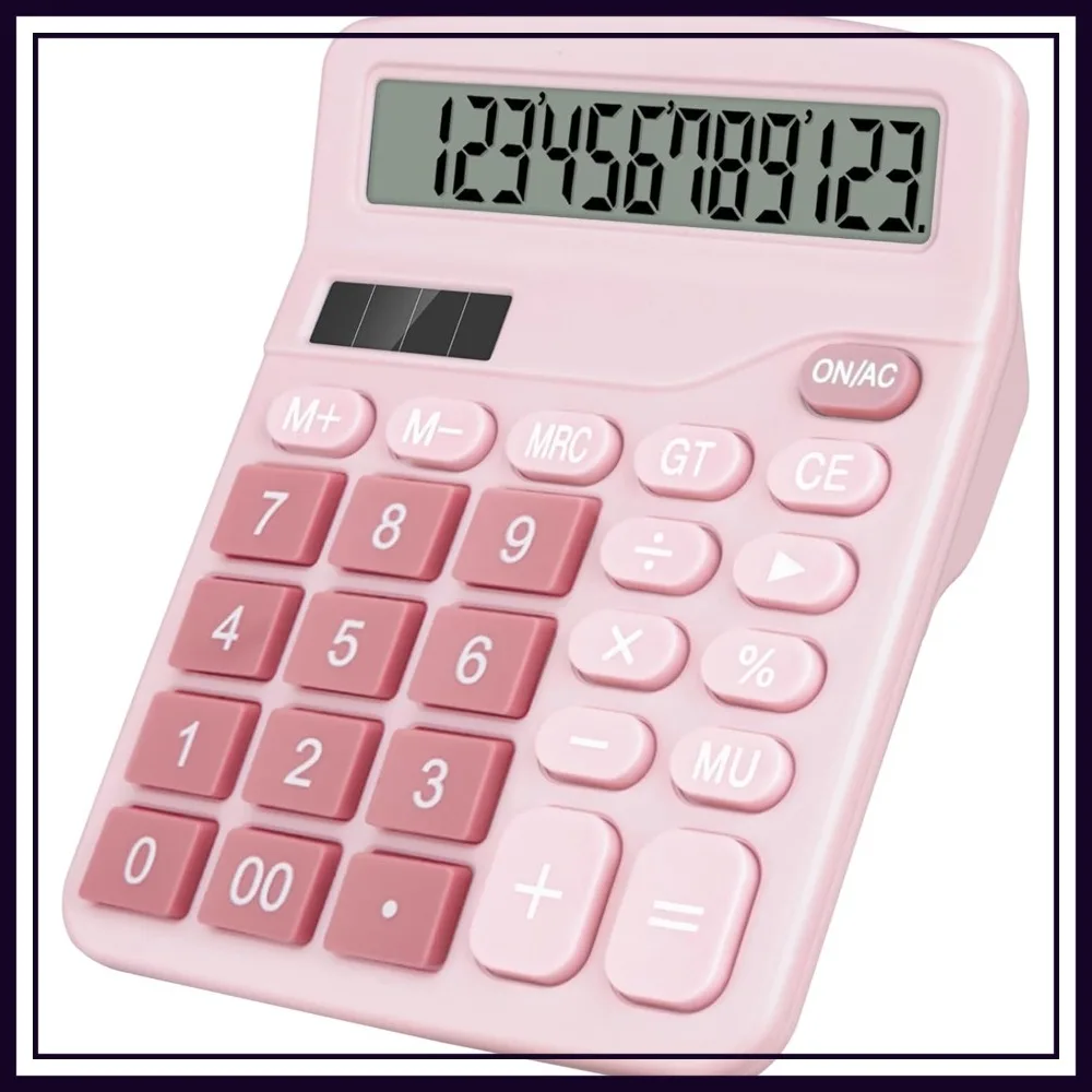 Pink Desktop Calculator, 12-Digit Large LCD Display, Big Buttons, Solar & Battery Dual Power for Office Home School
Pink Desktop Calculator, 12-Digit Large LCD Display, Big Buttons, Solar & Battery Dual Power for Office Home School