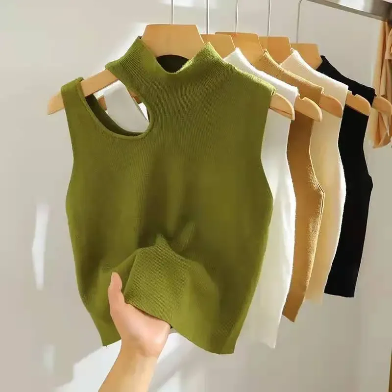 Hollow Out Pullovers Women Knitted Tank Top Summer Fall 2025 Slim Sweater Sleeveless Solid Half High Collar Sweaters
Hollow Out Pullovers Women Knitted Tank Top Summer Fall 2025 Slim Sweater Sleeveless Solid Half High Collar Sweaters