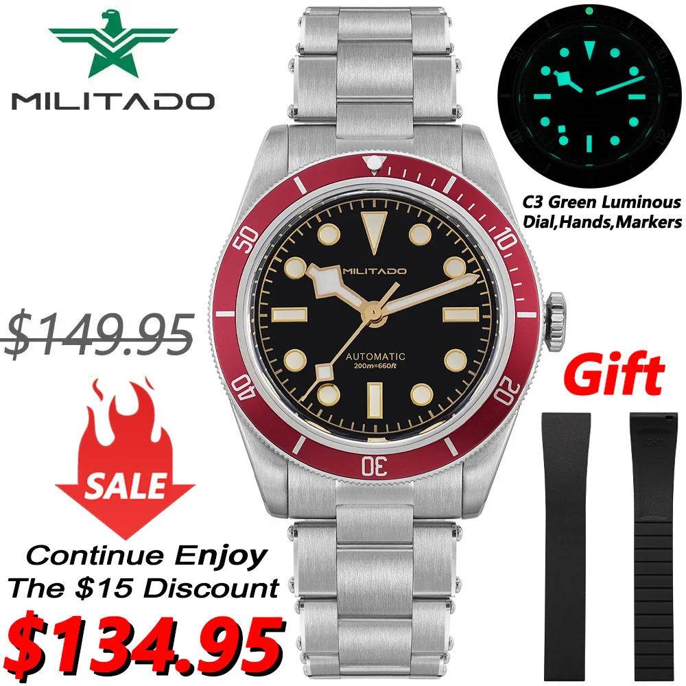 Militado ML06 Винтажные часы NH35 Автоматический механизм Куполообразные наручные часы с сапфировым стеклом Super C3 Светящиеся 38 мм Часы BB58
Militado ML06 Винтажные часы NH35 Автоматический механизм Куполообразные наручные часы с сапфировым стеклом Super C3 Светящиеся 38 мм Часы BB58